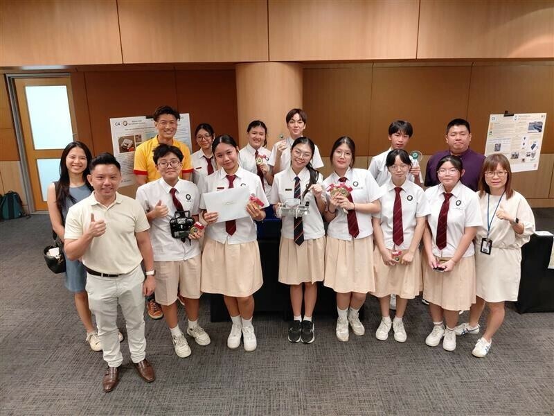 Bedok View Secondary School team pictured with their teacher and Shell mentors
