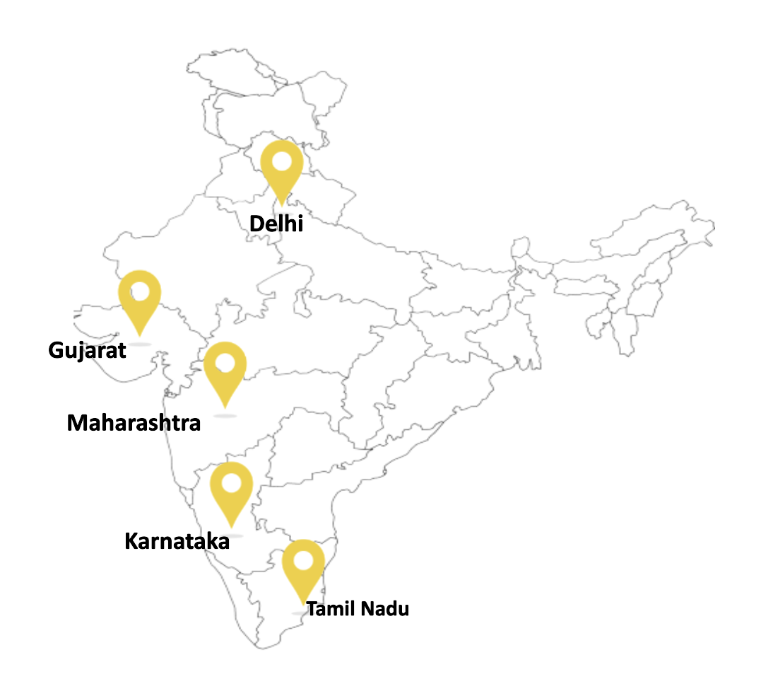 Map of India showing Shell NXplorers locations
