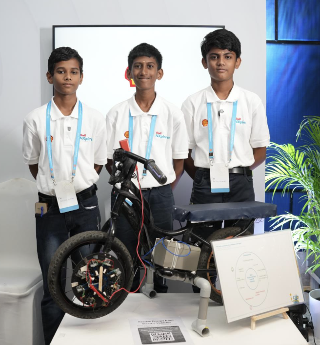 Shell NXplorers students with their project Passive Energy from Electric Vehicles
